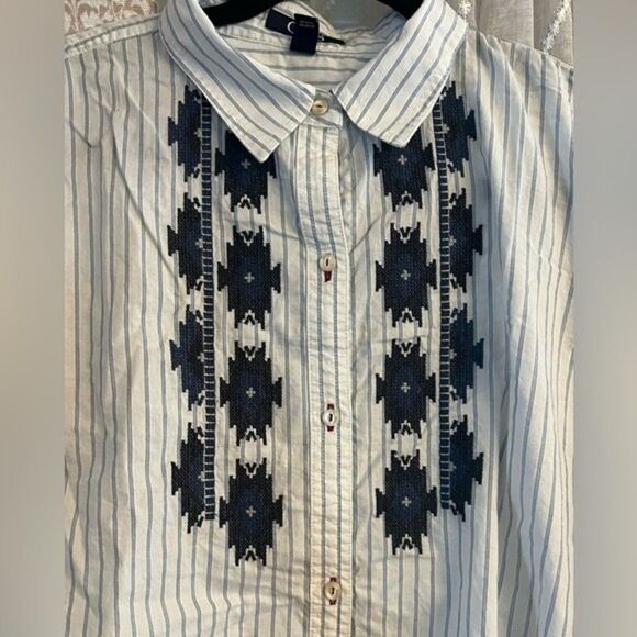 Chaps cotton button down with western cross stitch embroidery size X-Large - Picture 2 of 4